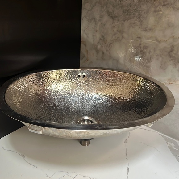 20” Hammered Satin Nickel Under Mount Oval Sink Made in Mexico - Picture 1 of 12